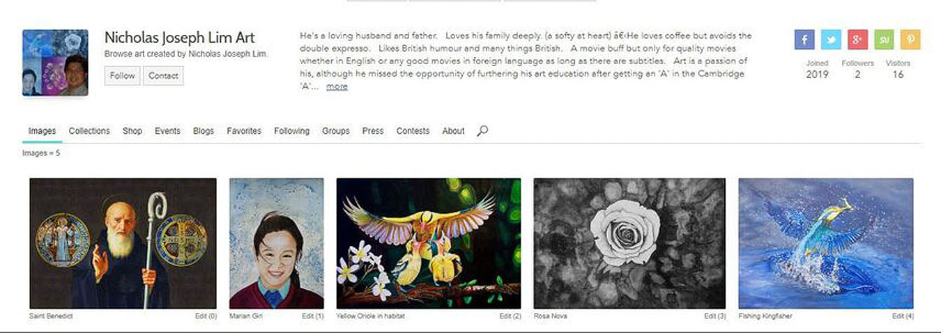 Nicholas Joseph Lim profile page at Fine Art America