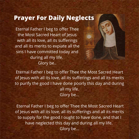 Prayer for daily neglects