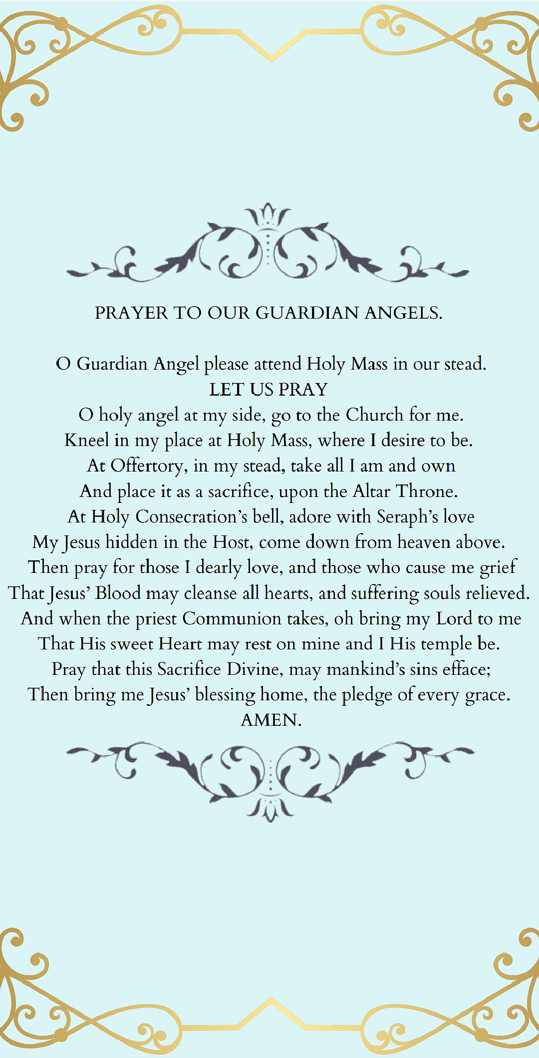 Prayer to Our Guardian Angel to attend Mass